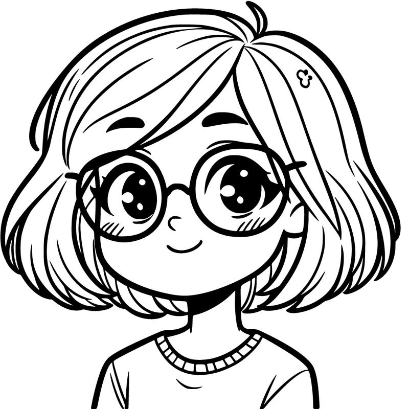 girl with short hair, and glasses