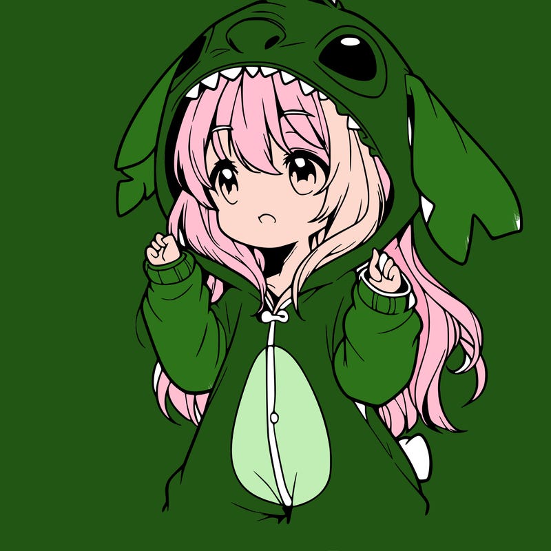 anime girl in a stitch onsie