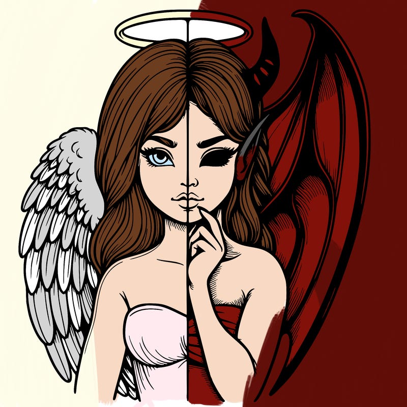 realistic angel half demon