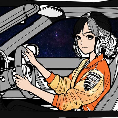 realistic girl driving a porsche