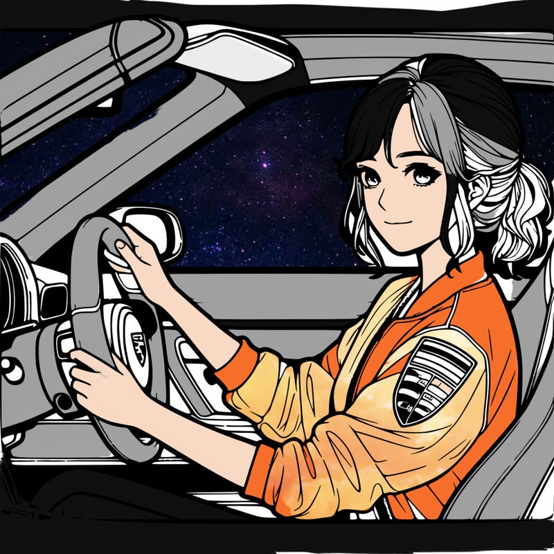 realistic girl driving a porsche