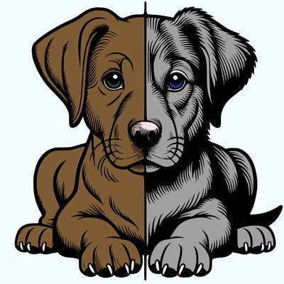 realistic dog split picture