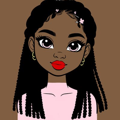 a realistic black girl with braids