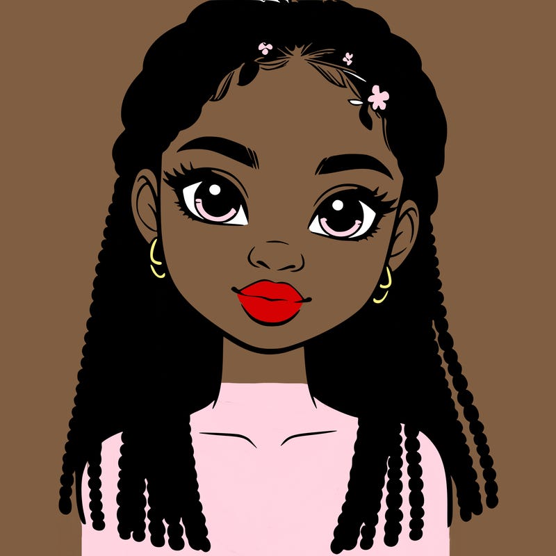 a realistic black girl with braids