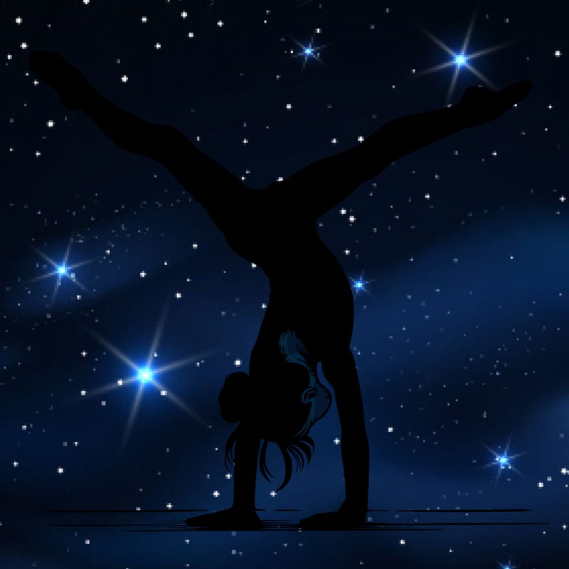 realistic gymnastic hand stand girl in four splits