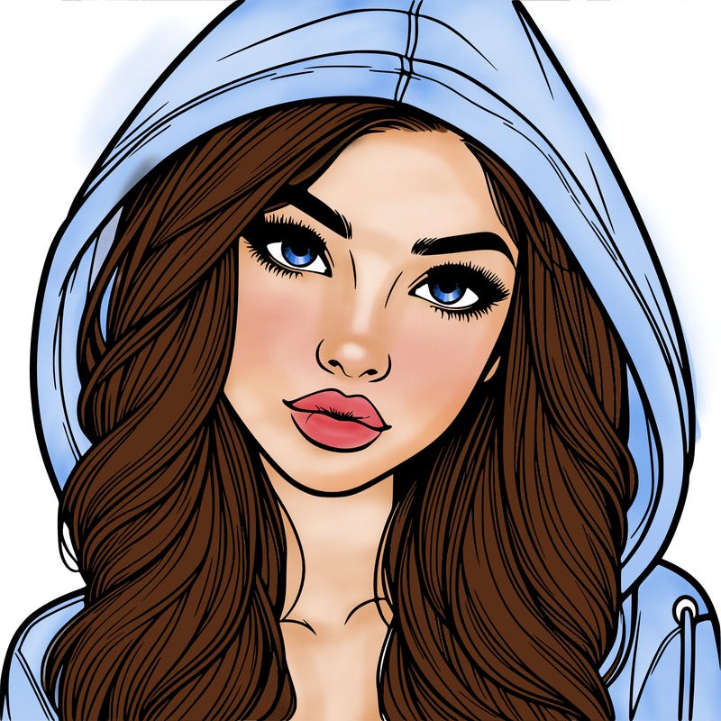 realistic beautiful girl with a hood on