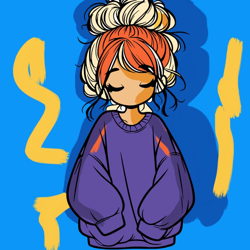 girl with baggy sweatshirt and messy bun