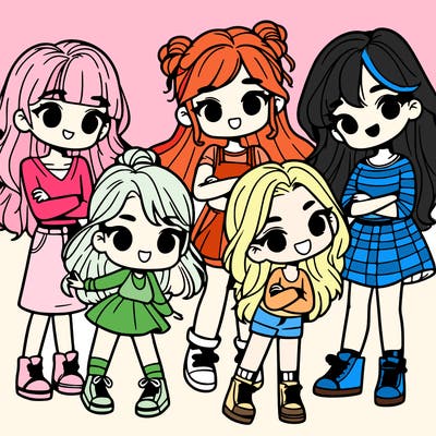 group of 6 girls
