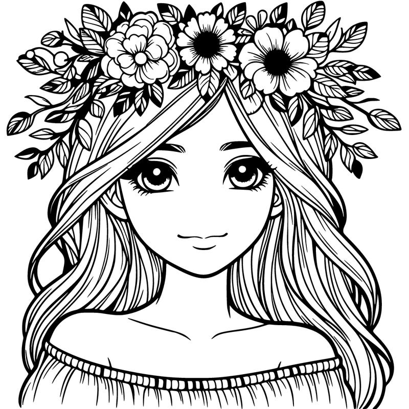 girl with flower crown realistic