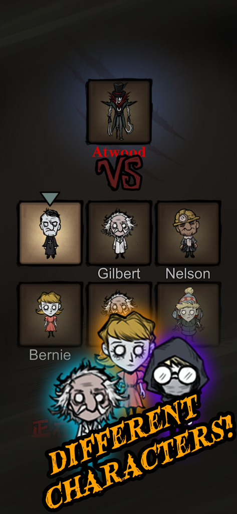 Stay Room: SilentCastle Origin - Survivor character selection screen in Stay Room Silent Castle Origin showing various playable avatars against a monster