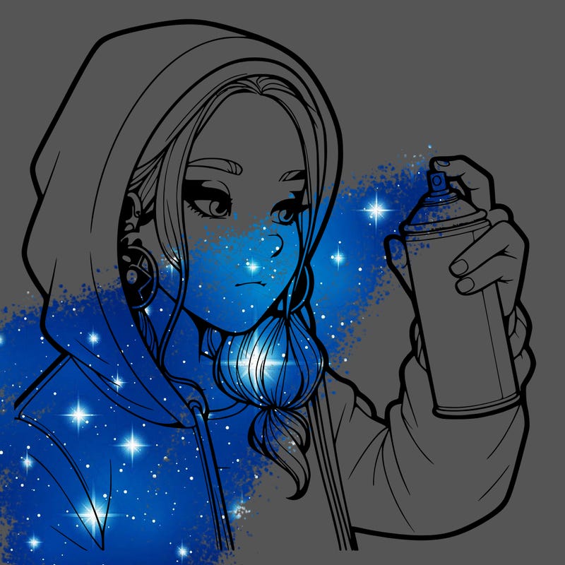 a realistic girl, spray painting