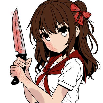 girl holding a knife anime