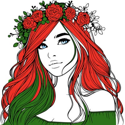realistic girl with flower crown