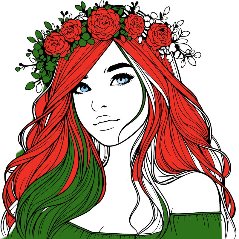 realistic girl with flower crown