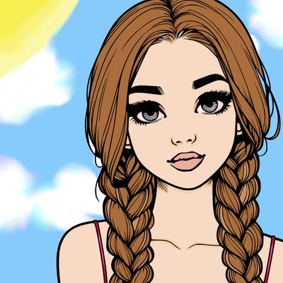 realistic girl with braids