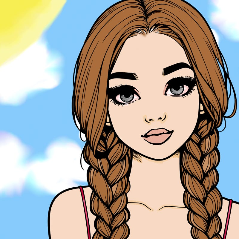 realistic girl with braids