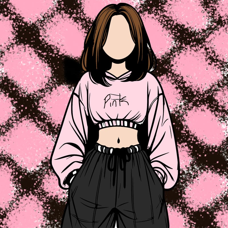 realistic girl faceless with baggy pants and a crop top