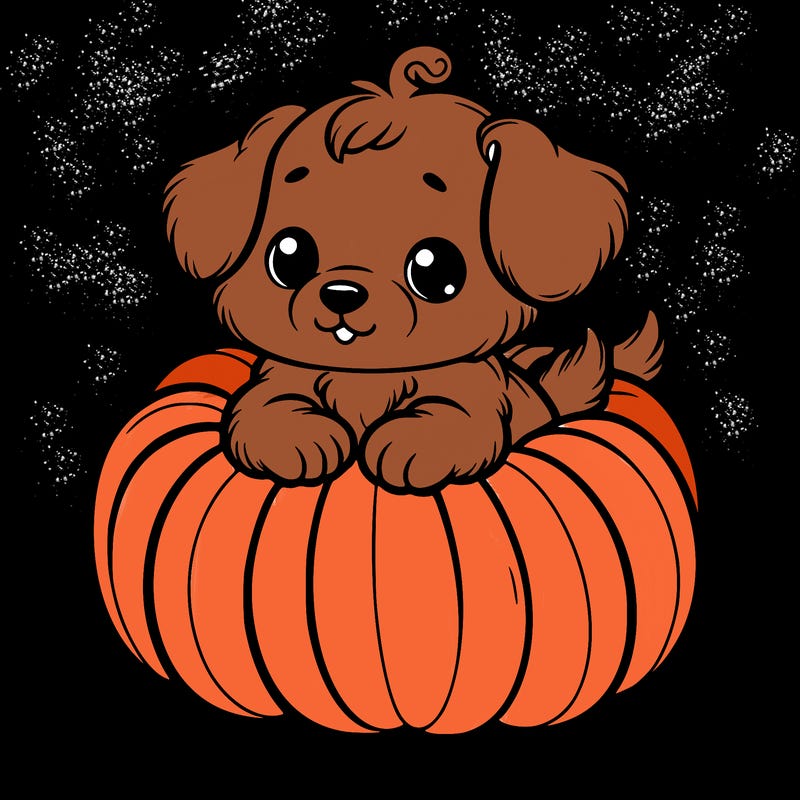cute little puppy in a pumpkin