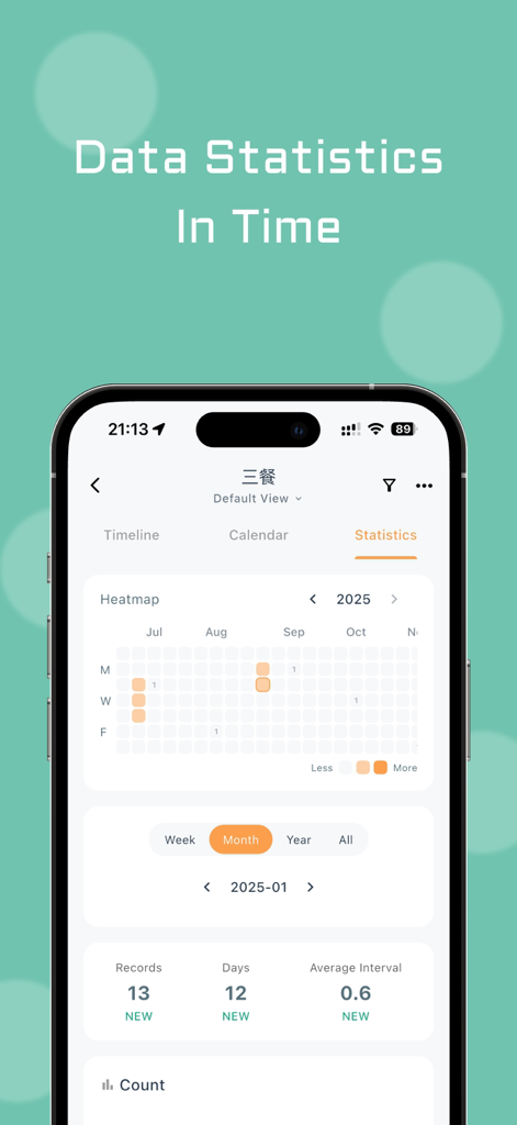 MarkNow: Habit & Daily Tracker - A screenshot of the MarkNow app showing a habit tracking heatmap and data statistics