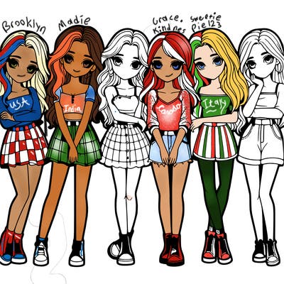 a group of girls realistic