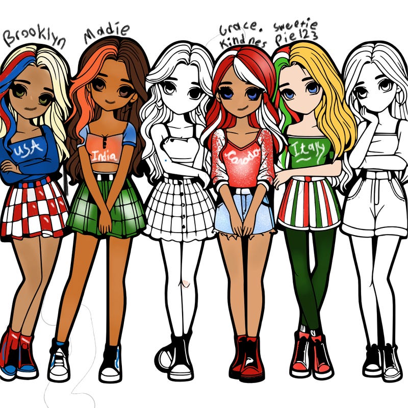 a group of girls realistic