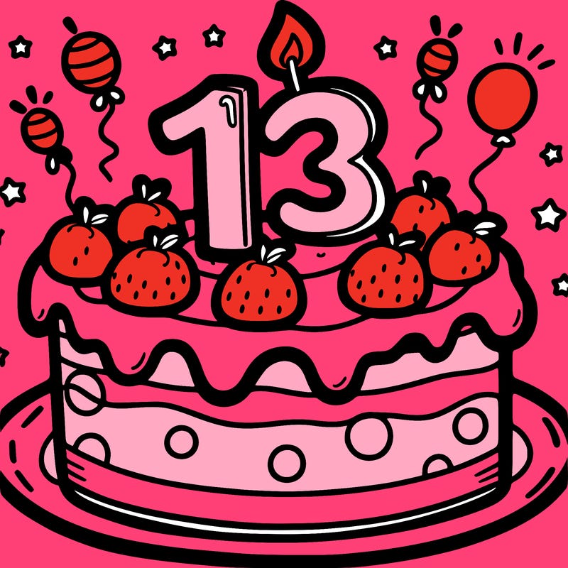 a cake decorated for a boy with the number 13