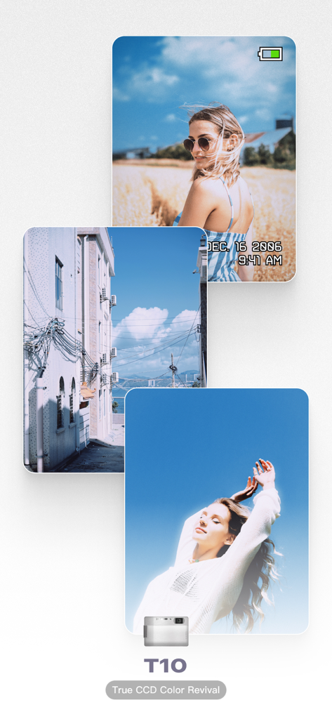 Ejemplos de fotografía vintage usando el filtro de cámara digital CCD T10 en la aplicación LoFi Cam