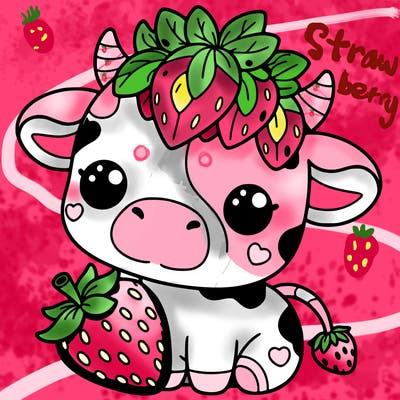 cute strawberry cow
