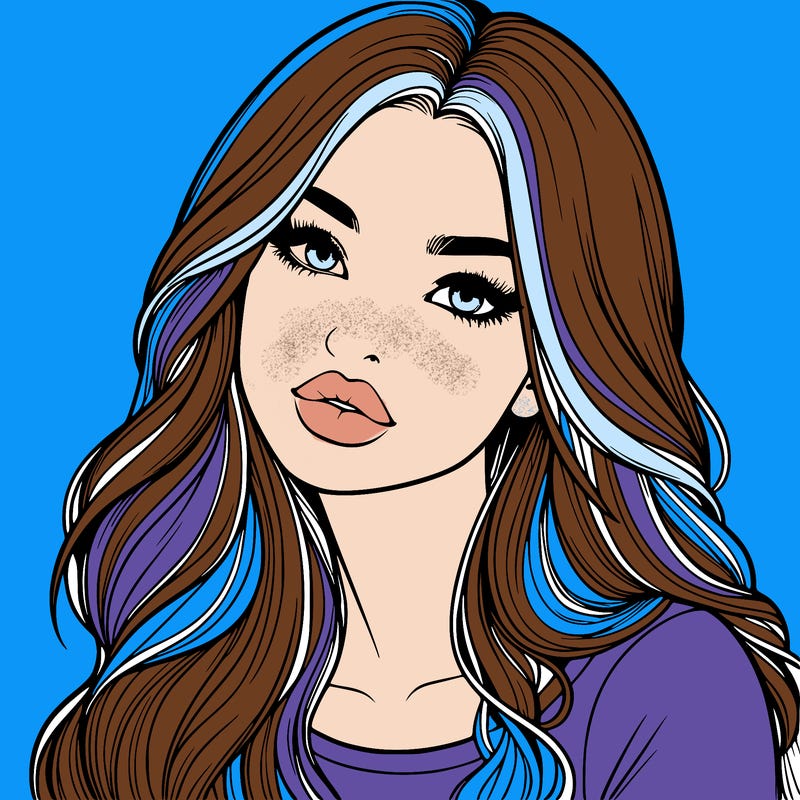 realistic girl with hair on her hair and lips