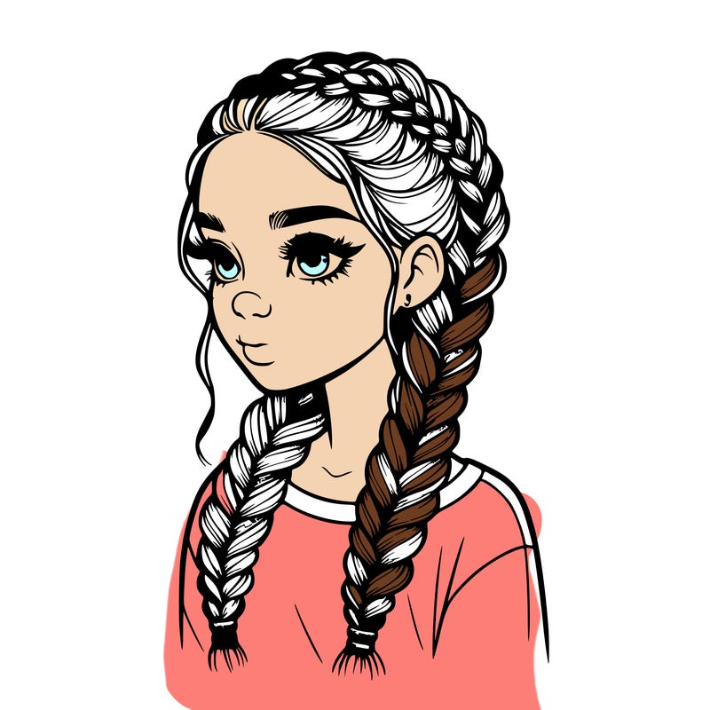 realistic girl with braids