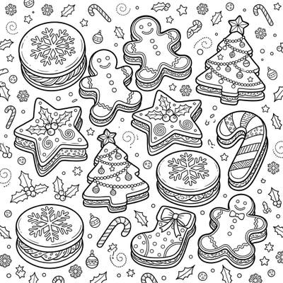 Dive into the holiday spirit with this delightful Christmas Sandwich Cookies coloring page, featuring an array of festive treats. Perfect for adding a touch of sweetness and cheer to your coloring adventures this season.