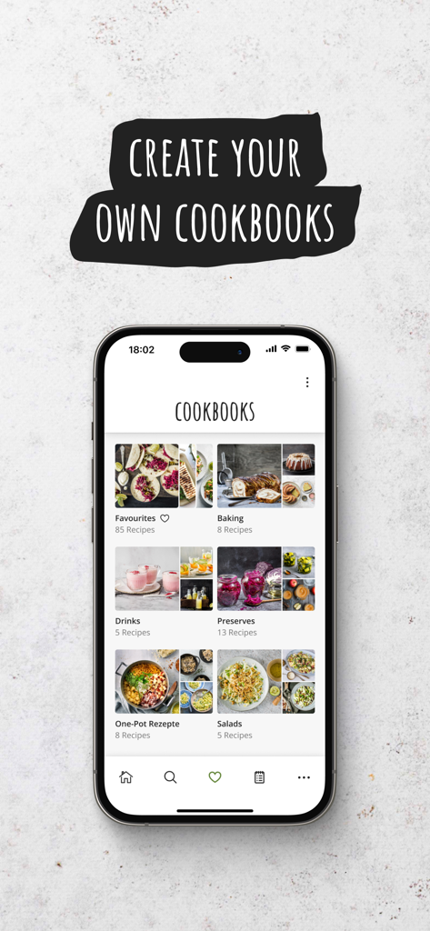 FOOBY: Recipes & More - FOOBY mobile app screen showing categorized digital cookbooks for recipes.