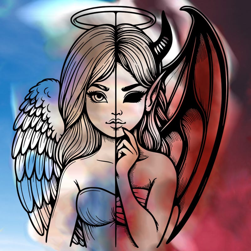 realistic angel half demon