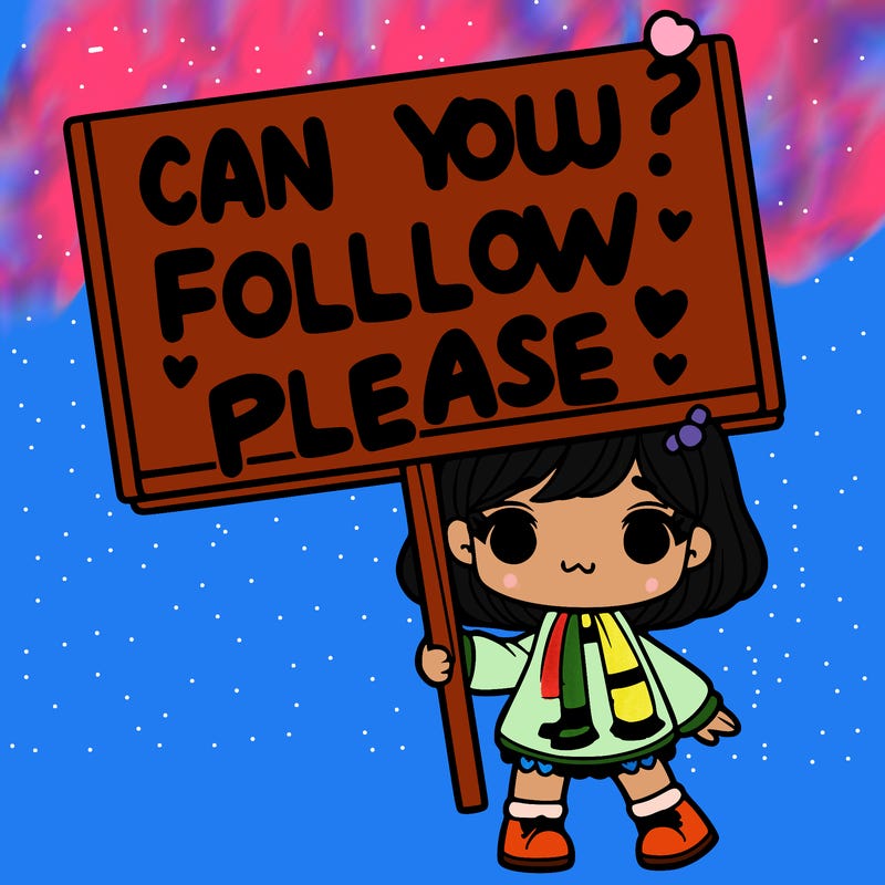 a girl with a sign saying can you follow me please