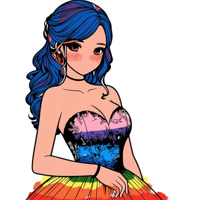 realistic girl in prom dress