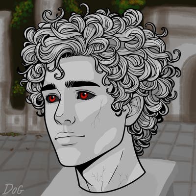 realistic guy with curly hair