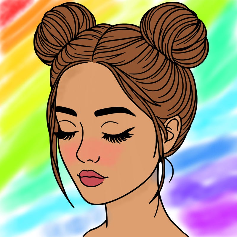 woman with hair buns