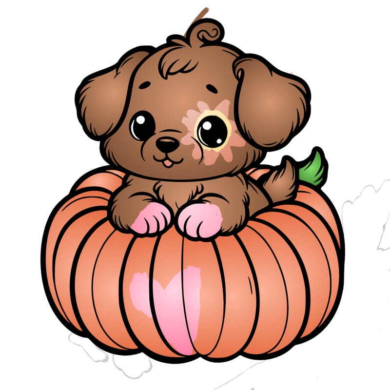 cute little puppy in a pumpkin
