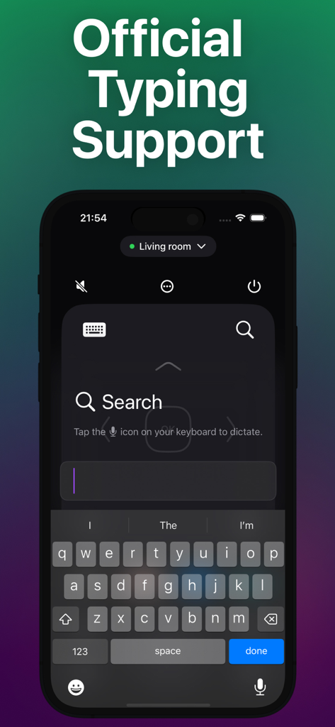 Rolu: Roku Remote - Interface do aplicativo Rolu mostrando o recurso de teclado para facilitar a busca na Roku TV