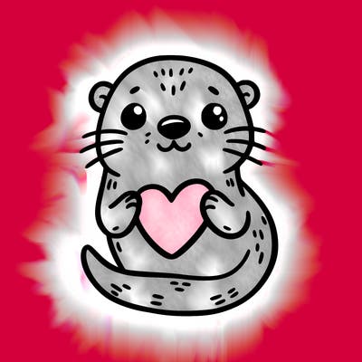 otter with a heart