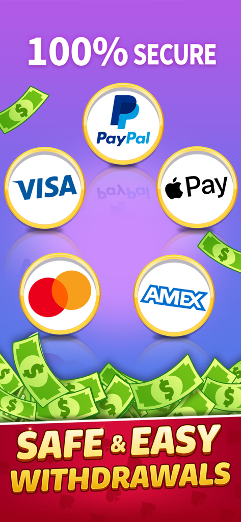 Méthodes de paiement et de retrait sécurisées pour Solitaire, y compris PayPal, Apple Pay, Visa, Mastercard et AMEX