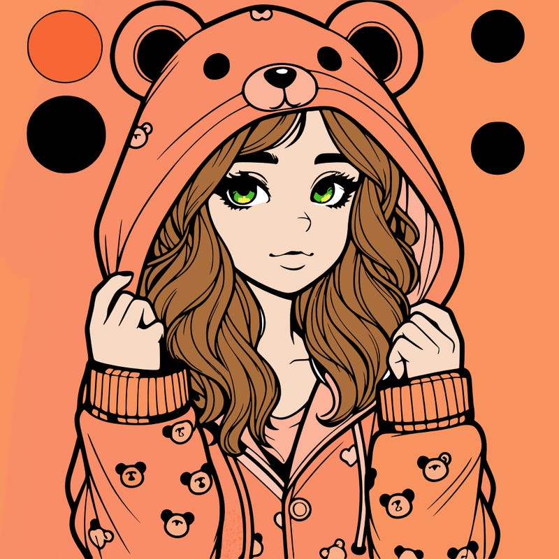 realistic girl in a animal pjs hoodie