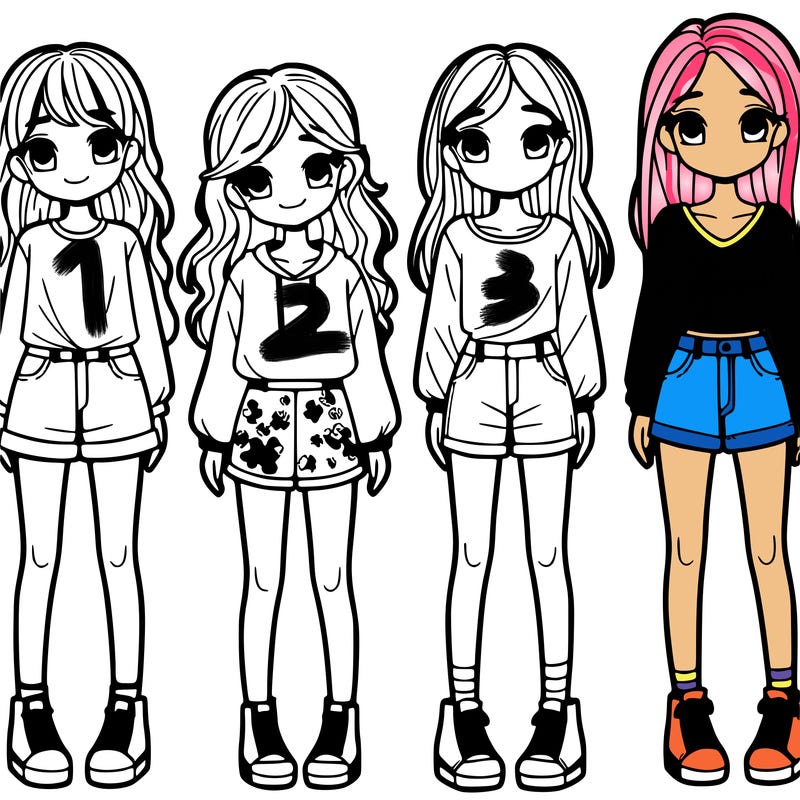 four girls at different heights