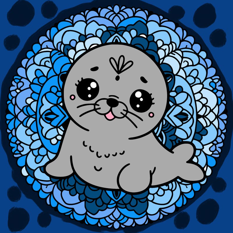 a cute baby seal mandala