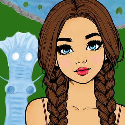 realistic girl with braids