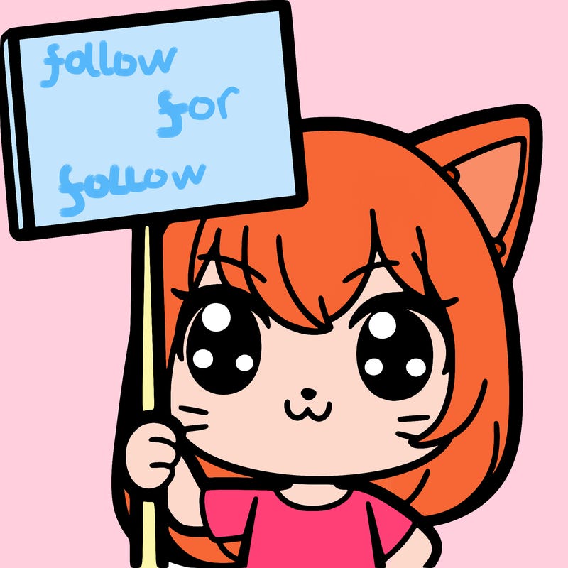 a cat girl holding up a sign
