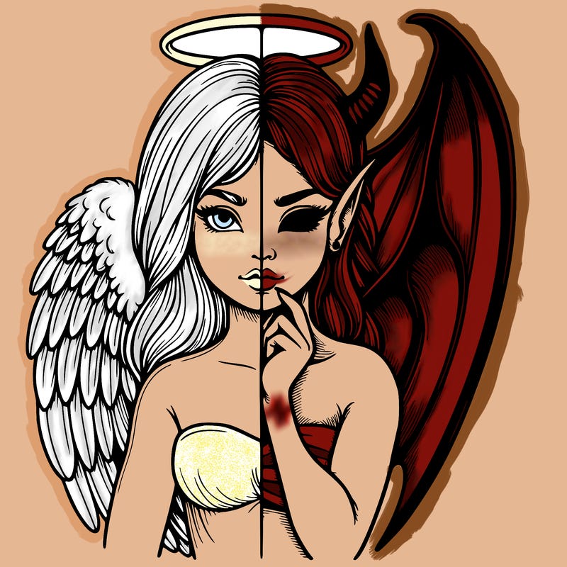 realistic angel half demon