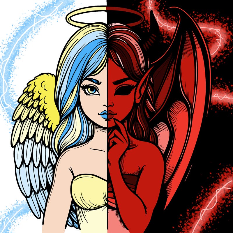 realistic angel half demon