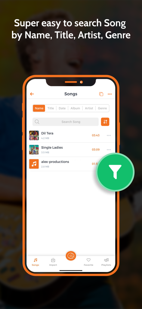 MP3 Player Offline My Music - Search and filter songs in the MP3 Player Offline music library