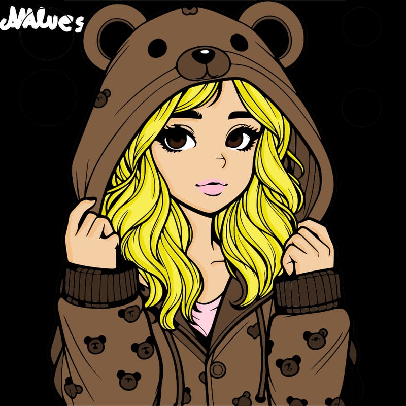 realistic girl in a animal pjs hoodie